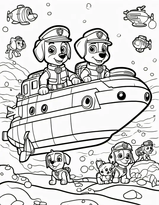 Paw Patrol Coloring Page: Puppy Pals Underwater Adventure