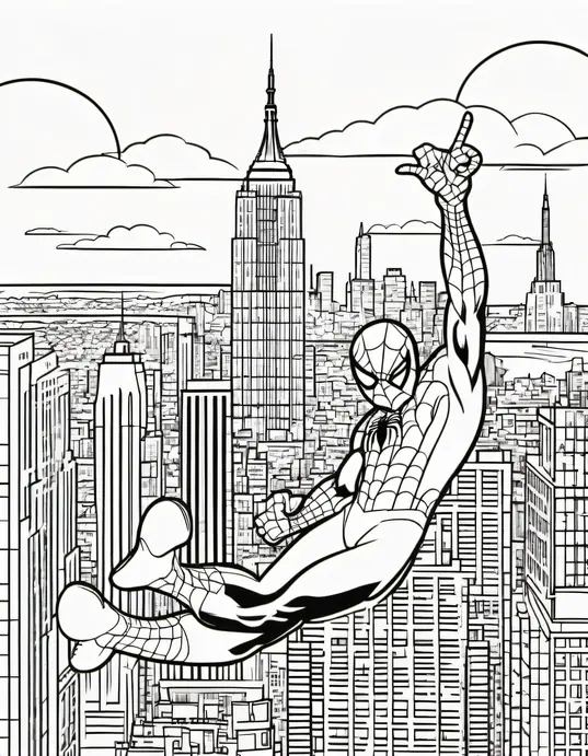 Spider-Man's New York City Skyline Coloring Page