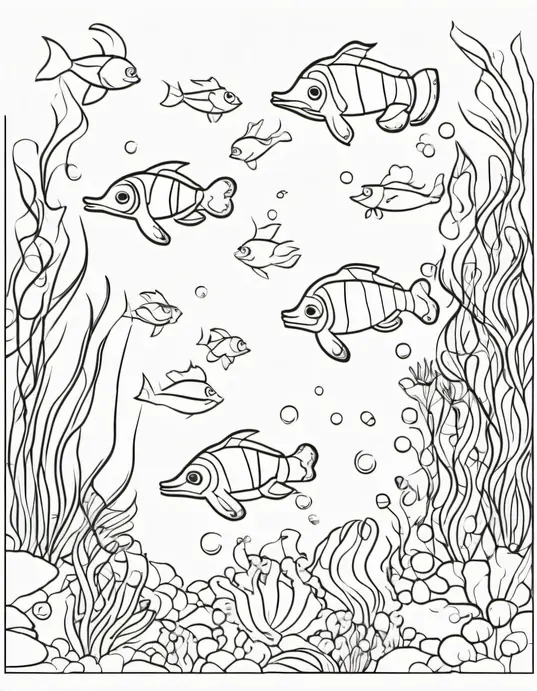 Color and Play: Underwater Friends Seaweed Scene
