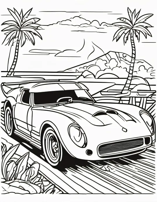 Colorful Sunset Race Car Adventure Scene