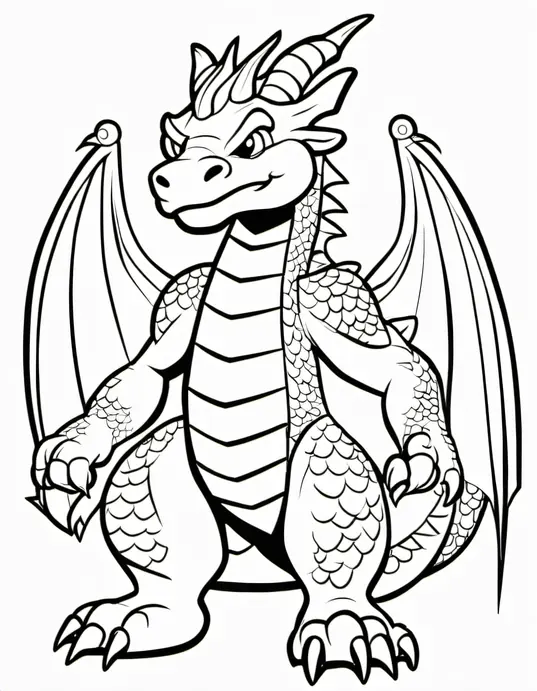 Knightly Castle Coloring Page: Chivalrous Dragon Guard