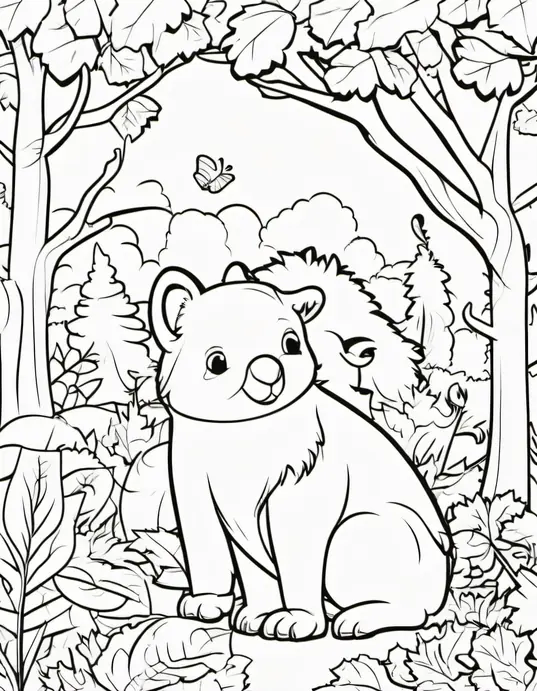 Autumn Forest Animals Coloring Page