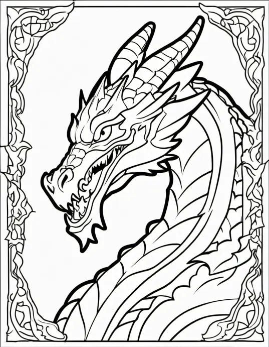 Anime-Style Dragon Coloring Page: Breathing Fire