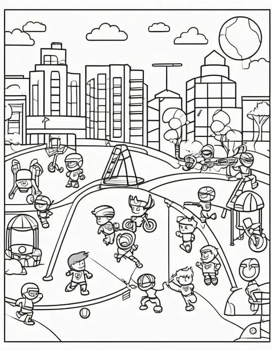 Color Superhero Sports Team Playground Scene
