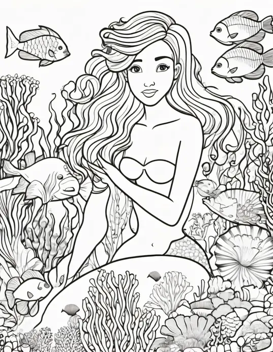 Color and Explore Underwater Mermaid Garden