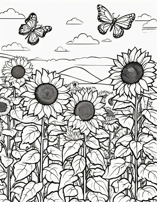 Sunflower Coloring Adventure Scene