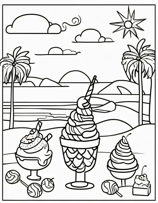 Colorful Ice Cream Beach Party Scene for Kids