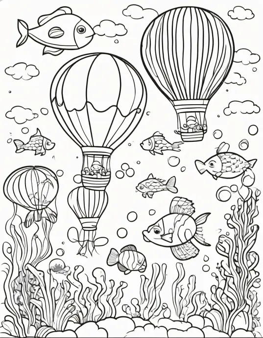 Colorful Underwater Balloon Party Scene