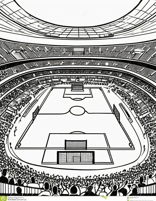 Exciting Soccer Stadium Coloring Page for Kids