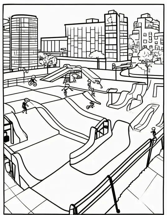Colorful Skate Park Adventure Scene for Kids
