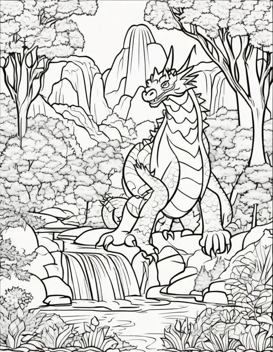 Colorful Dragon Forest Scene for Kids
