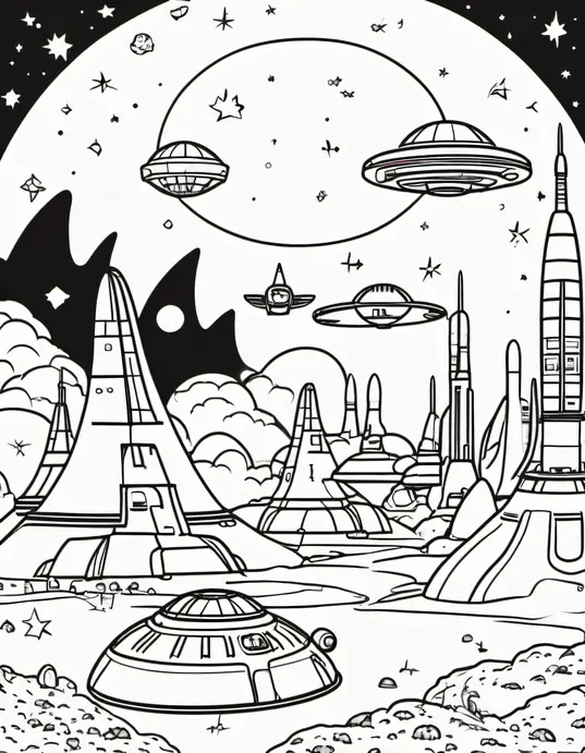 Moonbase Coloring Adventure: Alien Friends