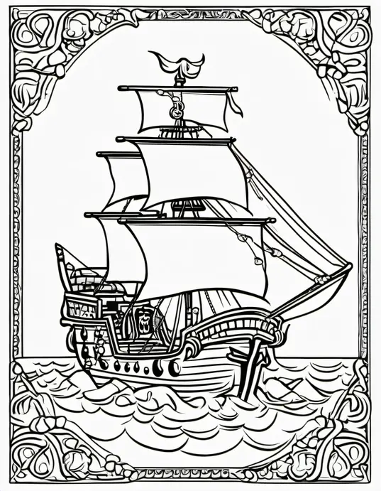Pirate Treasure Boat Coloring Adventure