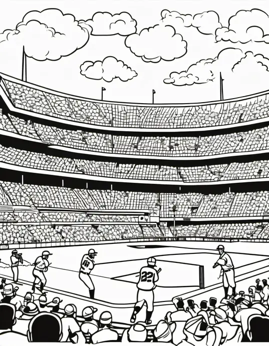 Color Baseball Players at Sunny Stadium