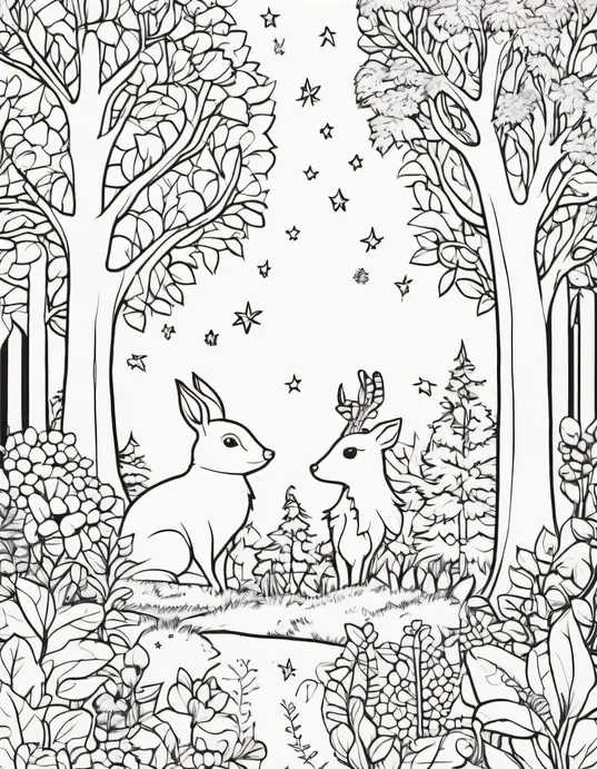 Magical Forest Fairy Coloring Scene