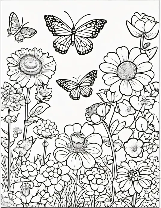 Butterfly Garden Coloring Scene