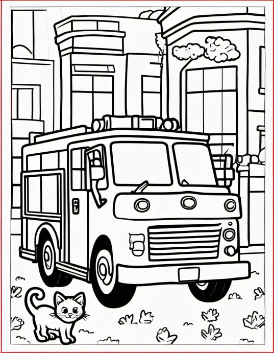 Colorful City Fire Truck Adventure Scene