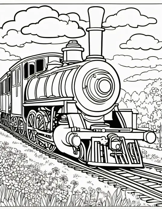 Color and Chug: Steam Train Journey through Rainbow Meadows