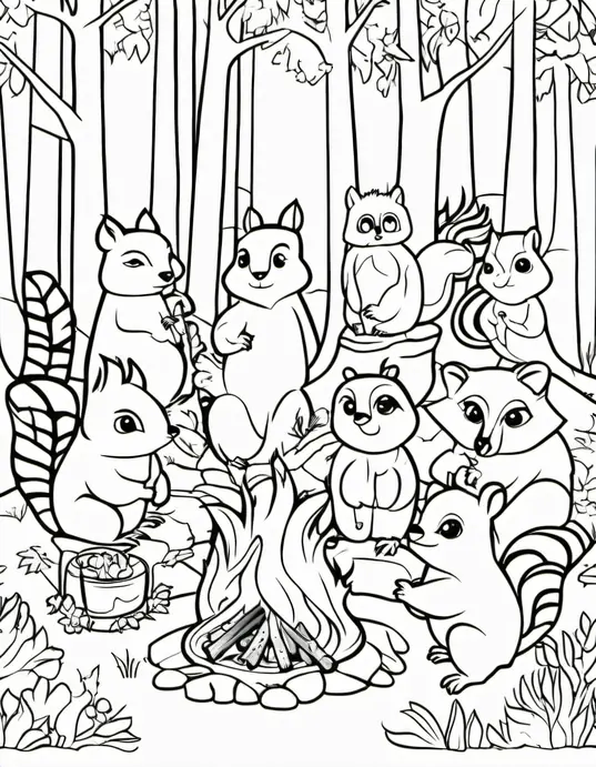 Exploring Nature's Wonders: Coloring Campfire Friends