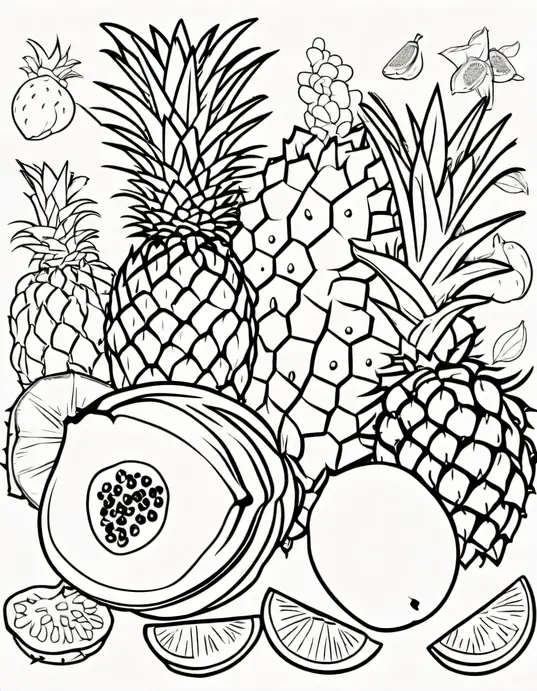 Exotic Tropical Fruit Coloring Adventure