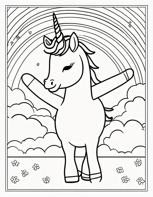 Colorful Unicorn Rainbow Adventure Scene