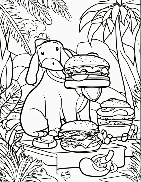 Color and Play: Happy Burger Jungle Feast