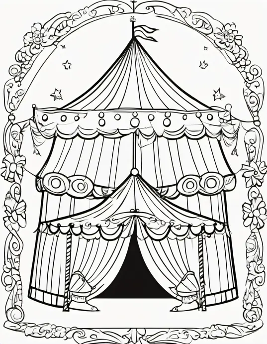 Color and Discover: Clown's Joyful Tent Scene