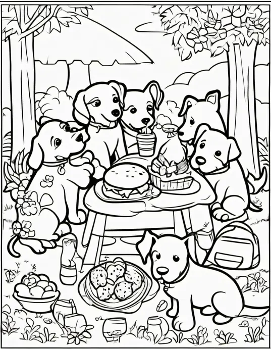 Color and Play: Sunny Day Puppy Picnic