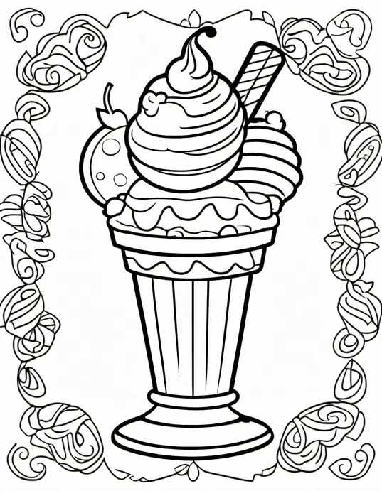 Colour Delicious Ice Cream Sundae Scene