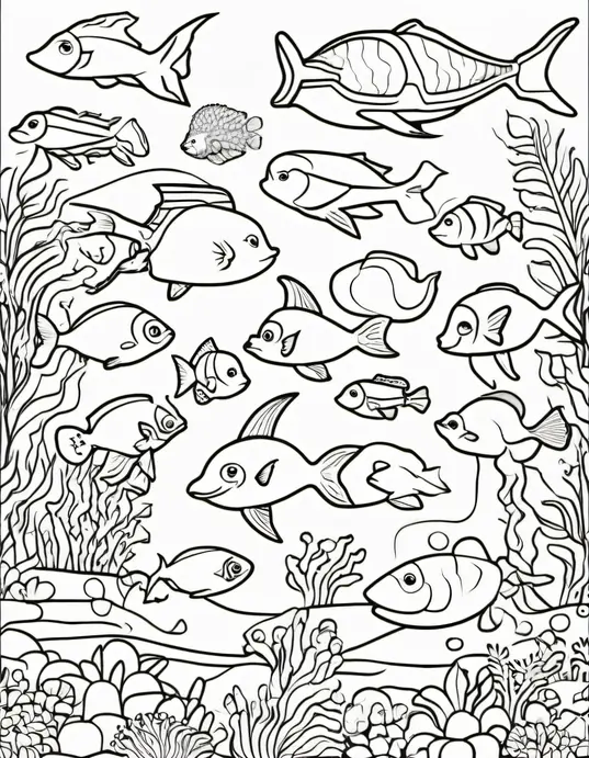Explore Underwater Friends Coloring Page