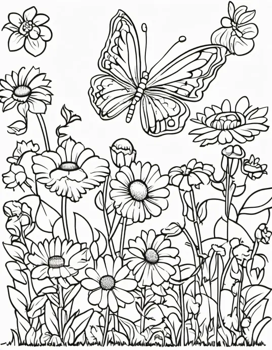 Butterfly Garden Coloring Patterns for Kids