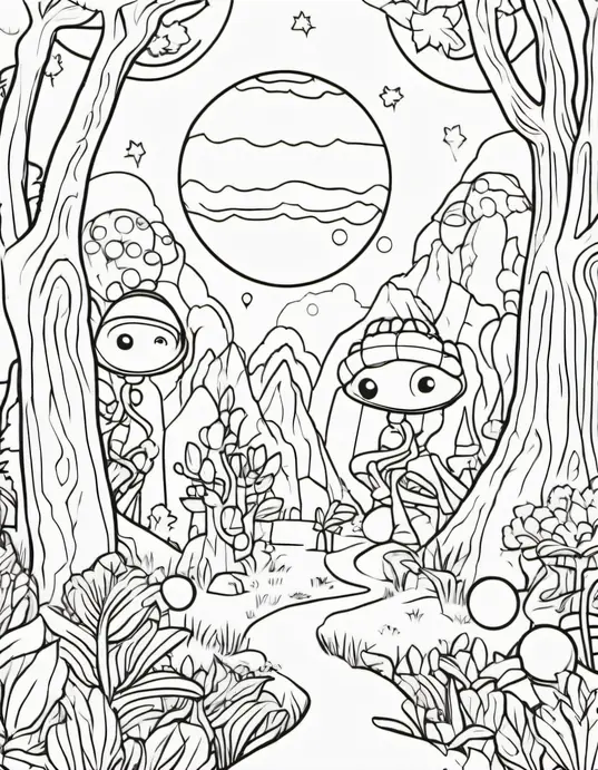 Extraterrestrial Forest Coloring Adventure