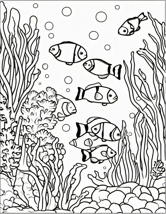 Colorful Clownfish Coral Reef Scene
