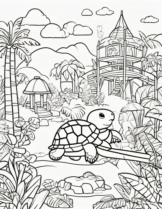 Color and Discover: Jungle Turtle Playground
