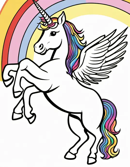 Colorful Unicorn Rainbow Adventure Scene for Kids