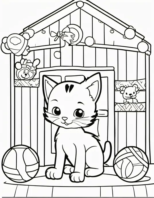 Colorful Kitten Playtime Scene for Kids