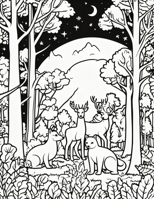 Color Stars in Nighttime Forest Scene