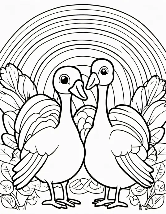 Turkey Feather Rainbow Coloring Page