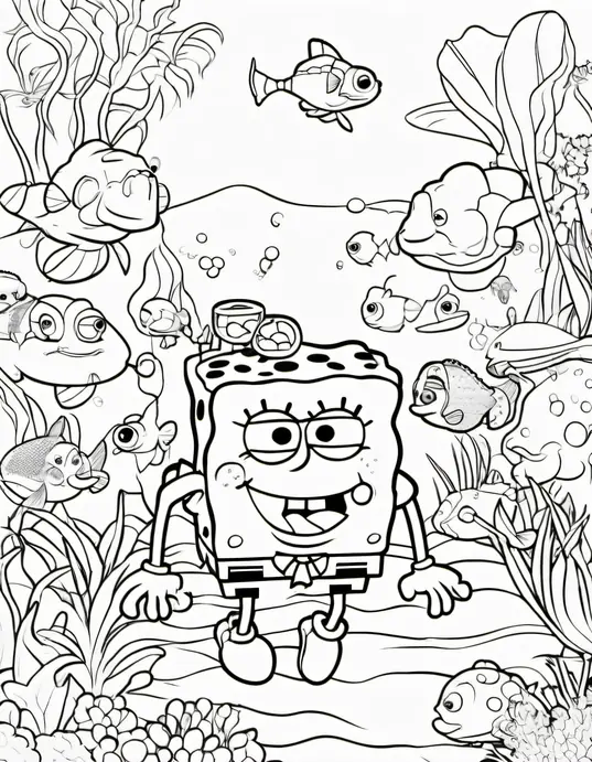 Coloring SpongeBob Underwater Garden
