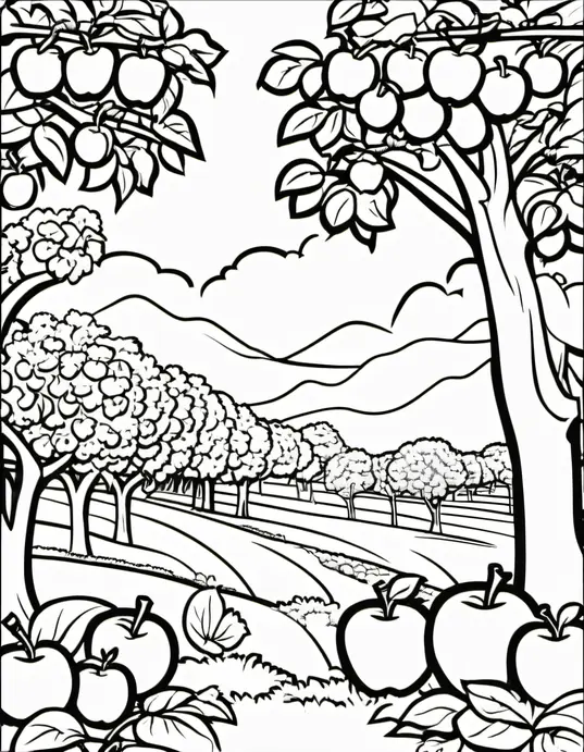 Colorful Apple Orchard Scene for Kids