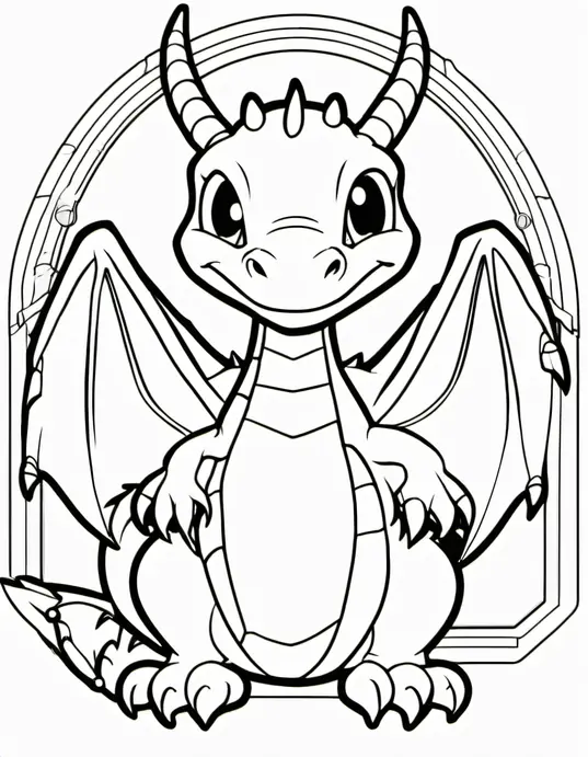 Anime-Inspired Dragon Coloring Page for Kids