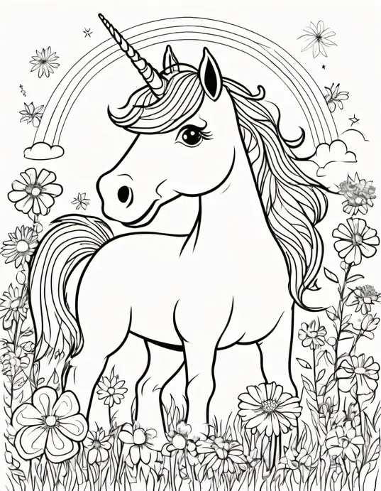Color Magic Rainbow Unicorn Meadow Scene