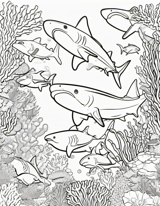 Underwater Shark Coloring Adventure: Coral Reef Friends