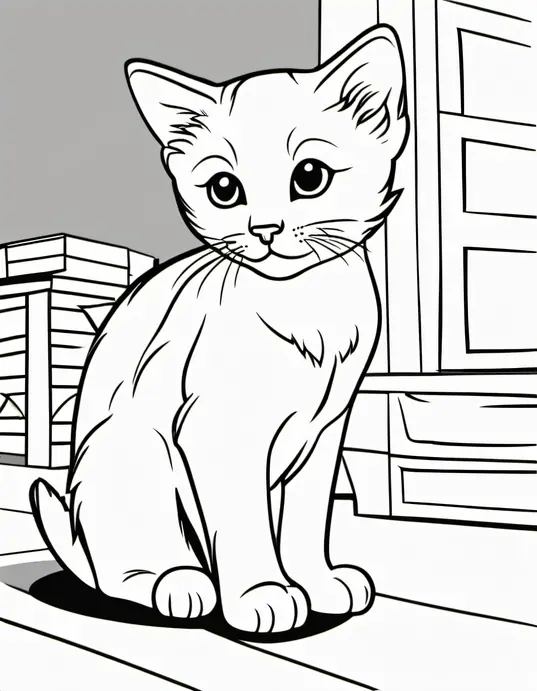 Cute Kitten Coloring Page