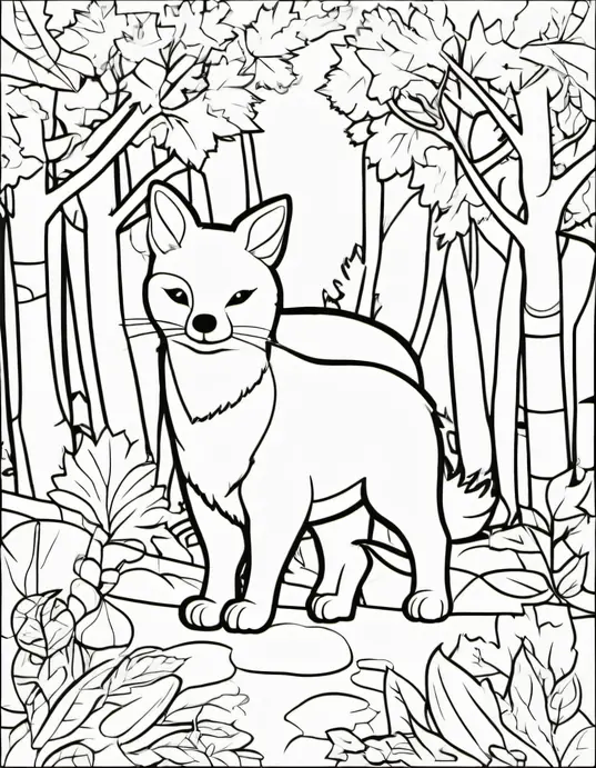 Autumn Forest Animal Coloring Page