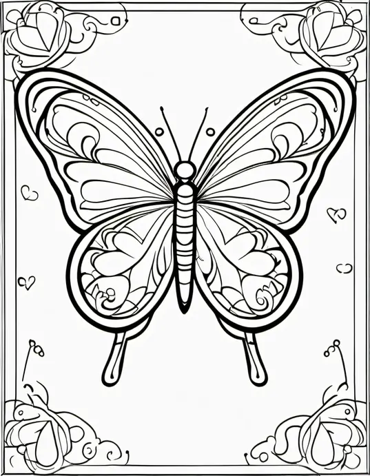 Sweet Hearts Butterfly Valentine's Coloring Page