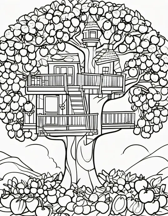 Explore Sunny Treehouse Coloring Page