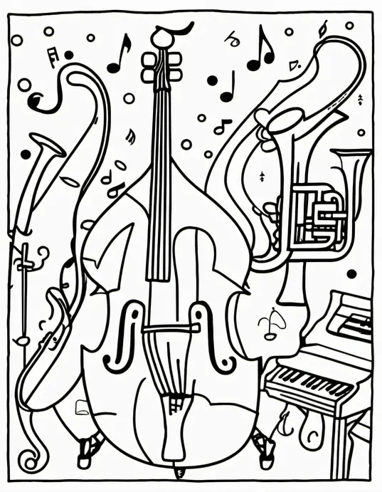 Explore a Jazzy Music Note Coloring Page for Kids