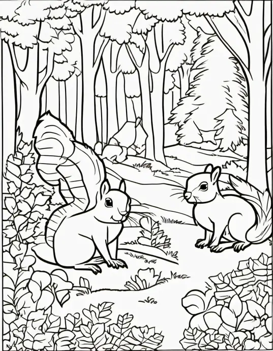 Exploring Forest Animals Coloring Page Camping Adventure