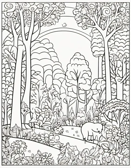Explore Rainbow Forest Tree Coloring Pages